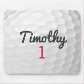Golf Ball Dimples with Black Name Red Number Mouse Pad (Front)