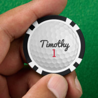 Golf Ball Dimples with Black Name Red Number