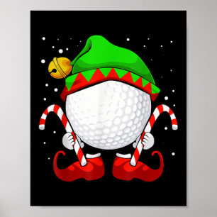 Golf Ball Elf Christmas Pajama Cute Sport X Mas Ca Poster