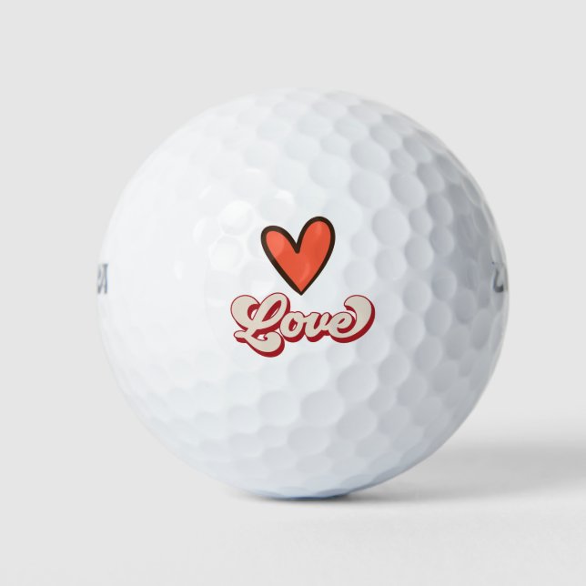 Golf ball for Golfer on Valentine's Day with LOVE (Front)