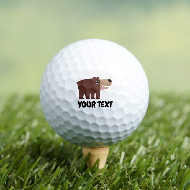 Golf ball for kids with brown bear cub cartoon (Insitu Tee)