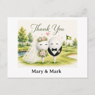 Golf Ball Getting Married  Postcard