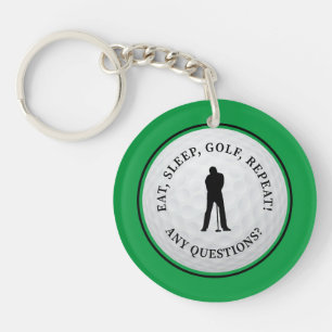 Golf Ball Golfer Modern Sports Monogram Green Cute Key Ring