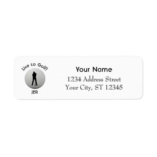 Golf Ball Golfer Monogrammed Initials Return Address Label (Front)