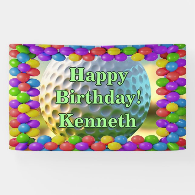 Golf Ball Happy Birthday custom Vinyl Banner (Horizontal)