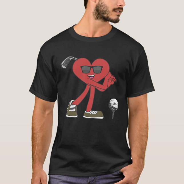 Golf Ball Happy Valentine's Day Heart Love Married T-Shirt (Front)