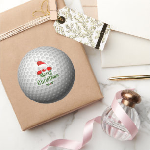 Golf Ball Holiday Design, Merry Christmas Classic  Round Sticker