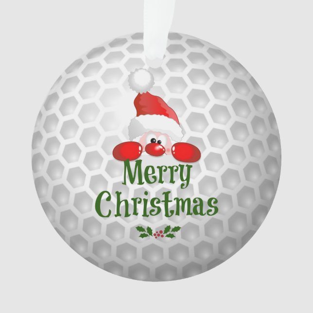 Golf Ball Holiday Design, Merry Christmas, Ornament (Front)