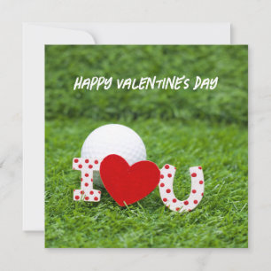 Golf ball  I love you green Happy Valentine's Day  Holiday Card