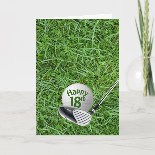 Golf Ball In Grass 18th Birthday Card (Front)