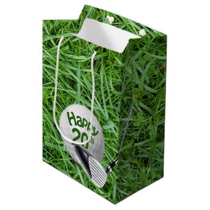 Golf Ball In Grass 20th Birthday  Medium Gift Bag