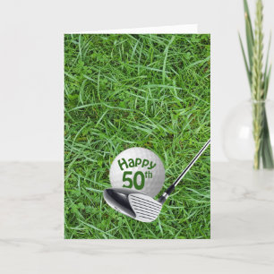 Golf Ball In Grass 50th Birthday Card