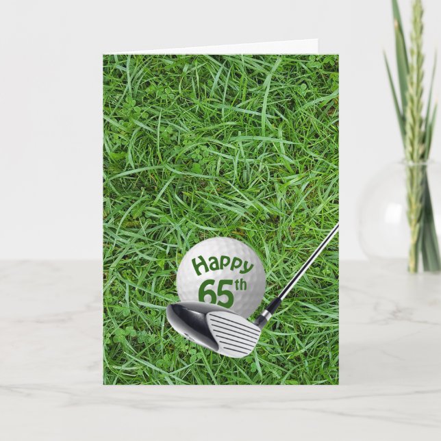 Golf Ball In Grass 65th Birthday Card (Front)
