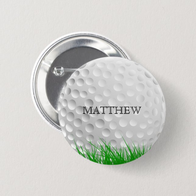 Golf ball in Grass 6 Cm Round Badge (Front & Back)