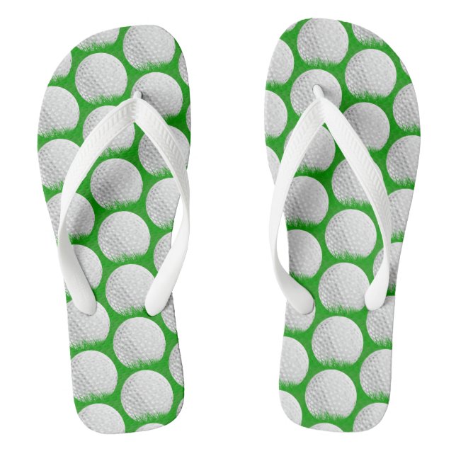 Golf Ball in Grass Pattern Thongs (Footbed)