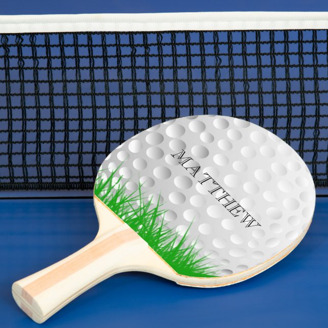 Golf ball in Grass Personalised Ping Pong Paddle (Insitu)