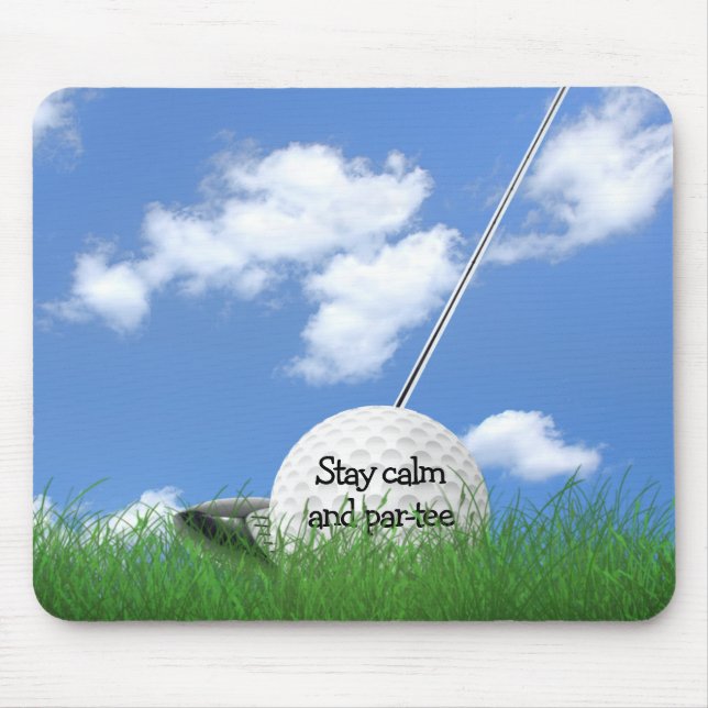 golf ball in grass with club mouse pad (Front)