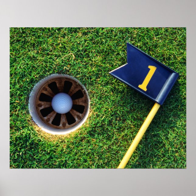 golf ball in hole poster (Front)