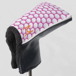 Golf Ball Initial Pink White Orange Sports Preppy Head Cover