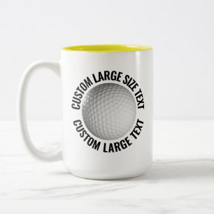 Golf Ball & Large Text YELLOW 15oz Custom Two-Tone Coffee Mug