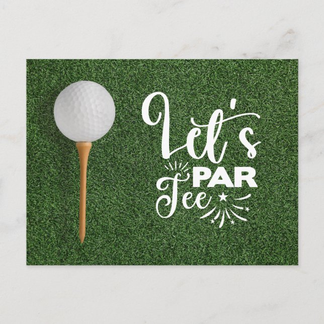 Golf Ball Let's Par Tee on green grass Postcard (Front)