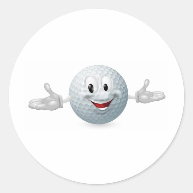 Golf Ball Mascot Classic Round Sticker (Front)