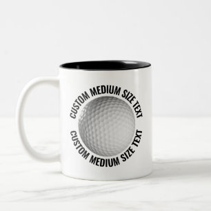 Golf Ball & Medium Text BLACK 11oz Custom Two-Tone Coffee Mug