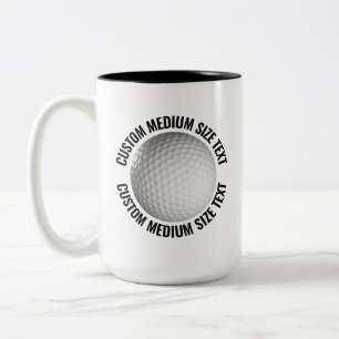 Golf Ball & Medium Text BLACK 15oz Custom Two-Tone Coffee Mug