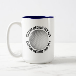 Golf Ball & Medium Text NAVY BLUE 15oz Custom Two-Tone Coffee Mug