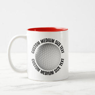 Golf Ball & Medium Text RED 11oz Custom Two-Tone Coffee Mug