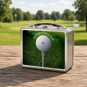 Golf Ball Monogram Afternoon Tee Metal Lunch Box