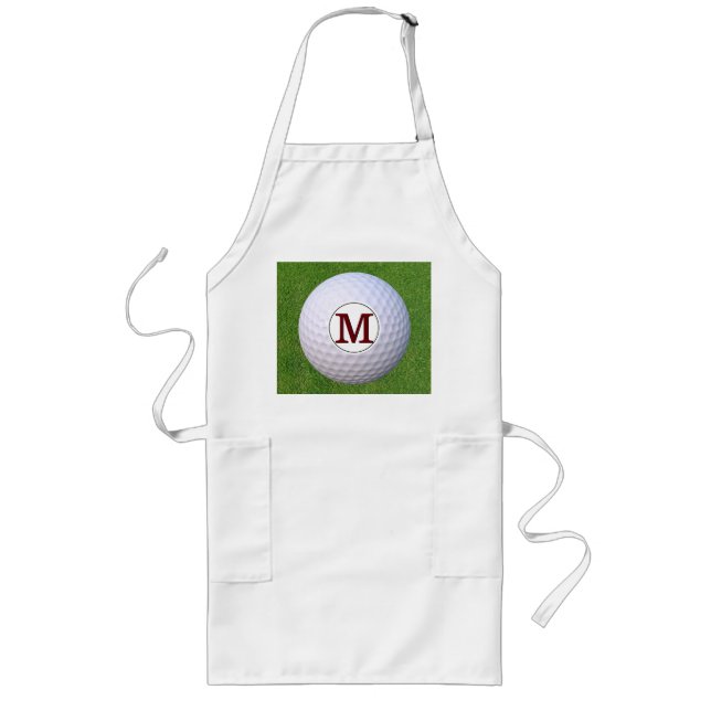 Golf ball Monogram Golfer Greens BBQ Turf Long Apron (Front)
