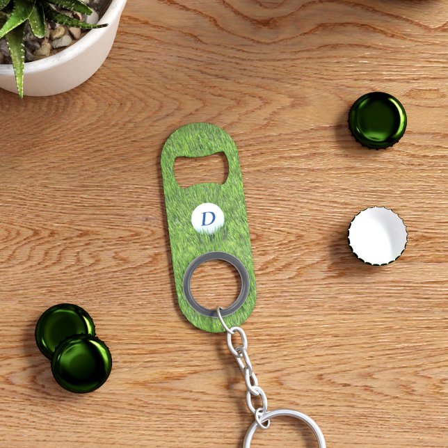 Golf Ball Monogram Golfer Keychain Bottle Opener (A useful gift for the golfer in your life. Just add their initial and name)