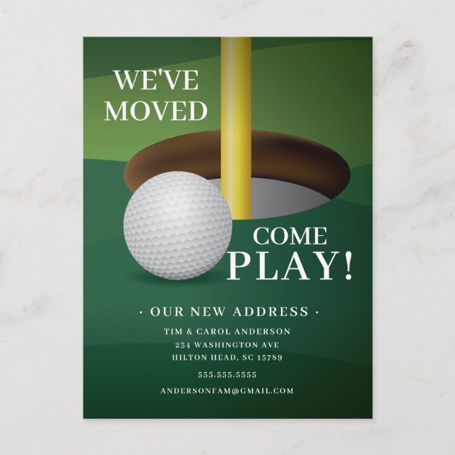 Golf Ball Moving Announcement Card (Front)