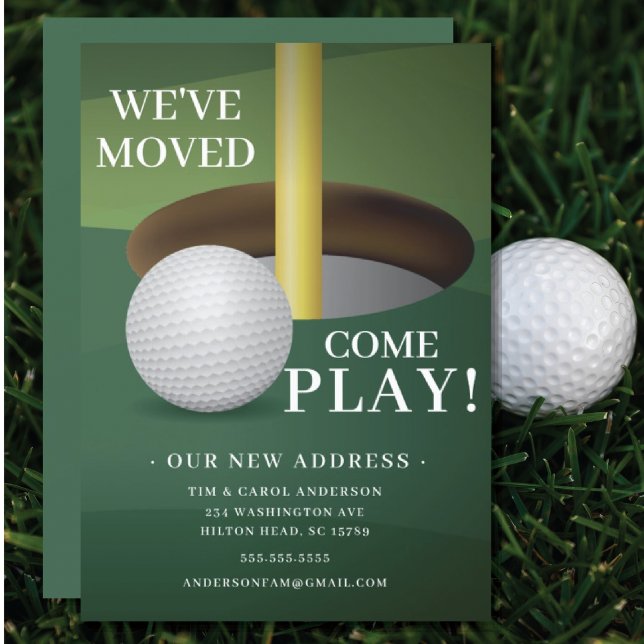 Golf Ball Moving Announcement Card (Creator Uploaded)