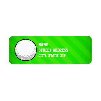 Golf Ball; Neon Green Stripes Return Address Label
