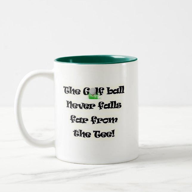 Golf ball never falls far from the tee Two-Tone coffee mug (Left)