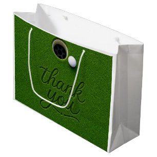 Golf Ball Next to Hole on Green Grass Thank you  Large Gift Bag