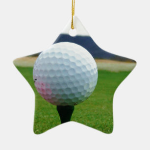 Golf Ball on a mountain golf course Ceramic Tree Decoration