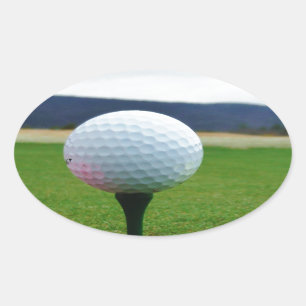 Golf Ball on a mountain golf course Oval Sticker
