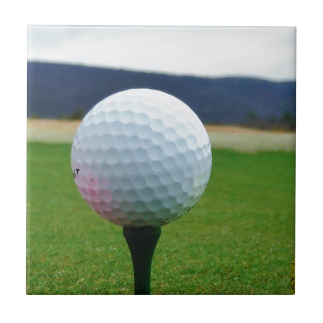 Golf Ball on a mountain golf course Tile (Front)