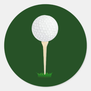 Golf Ball on a Tee Classic Round Sticker