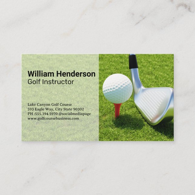 Golf Ball on a Tee in the Grass Business Card (Front)
