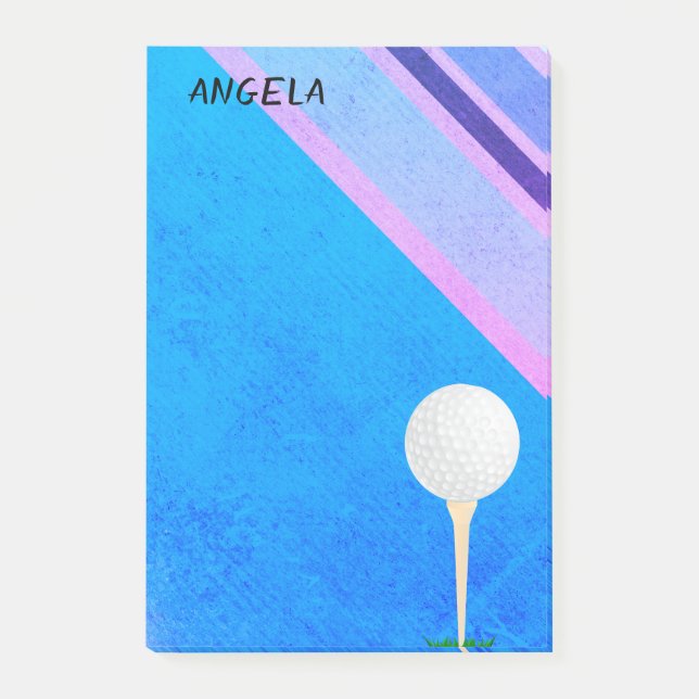 golf ball  on blue for golfers post-it notes (Front)