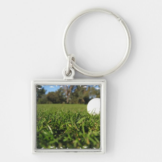 Golf Ball on Golf Course Keychain (Front)