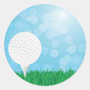 golf ball on grass classic round sticker