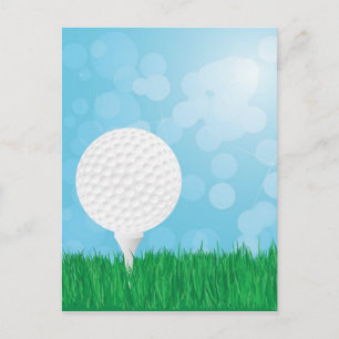 golf ball on grass postcard