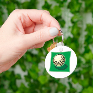 Golf Ball on Green Golfing Sport Key Ring