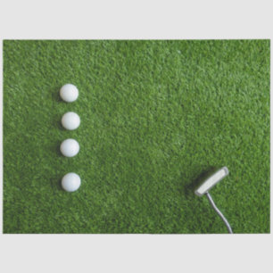 Golf Ball on Green Grass Background Tissue Paper
