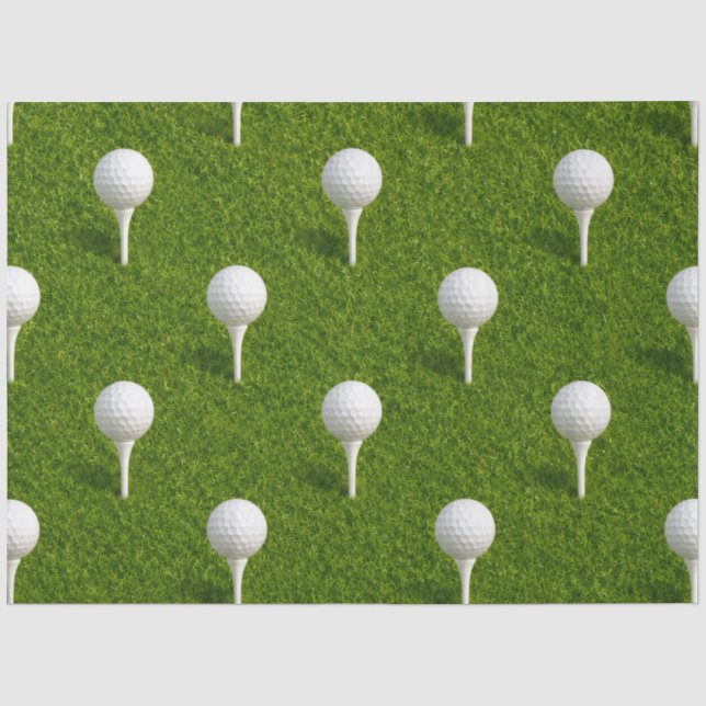 Golf ball on Green grass background Tissue Paper (Front)
